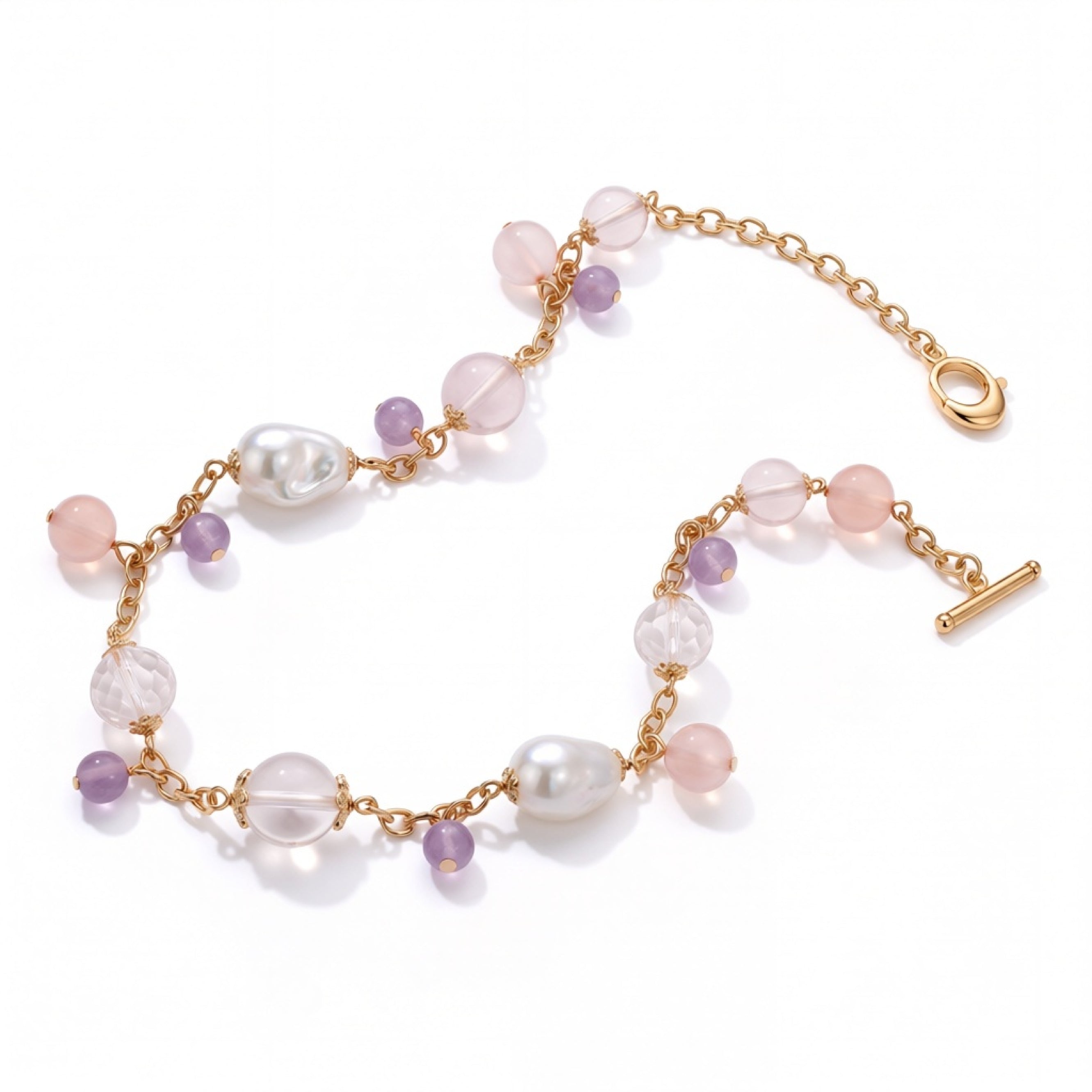 SPARK・Rose Quartz & Amethyst Necklace
