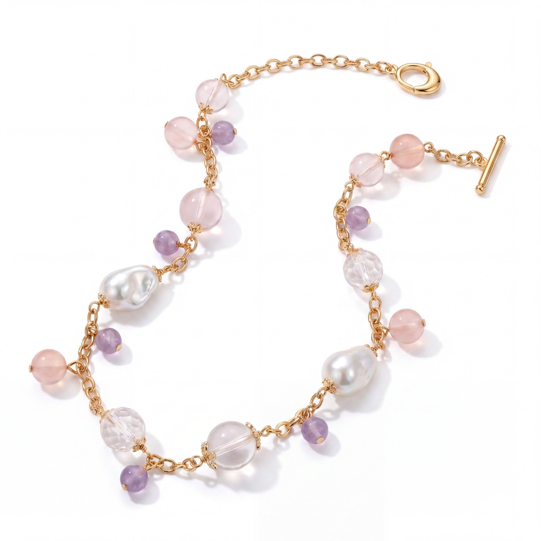 SPARK・Rose Quartz & Amethyst Necklace