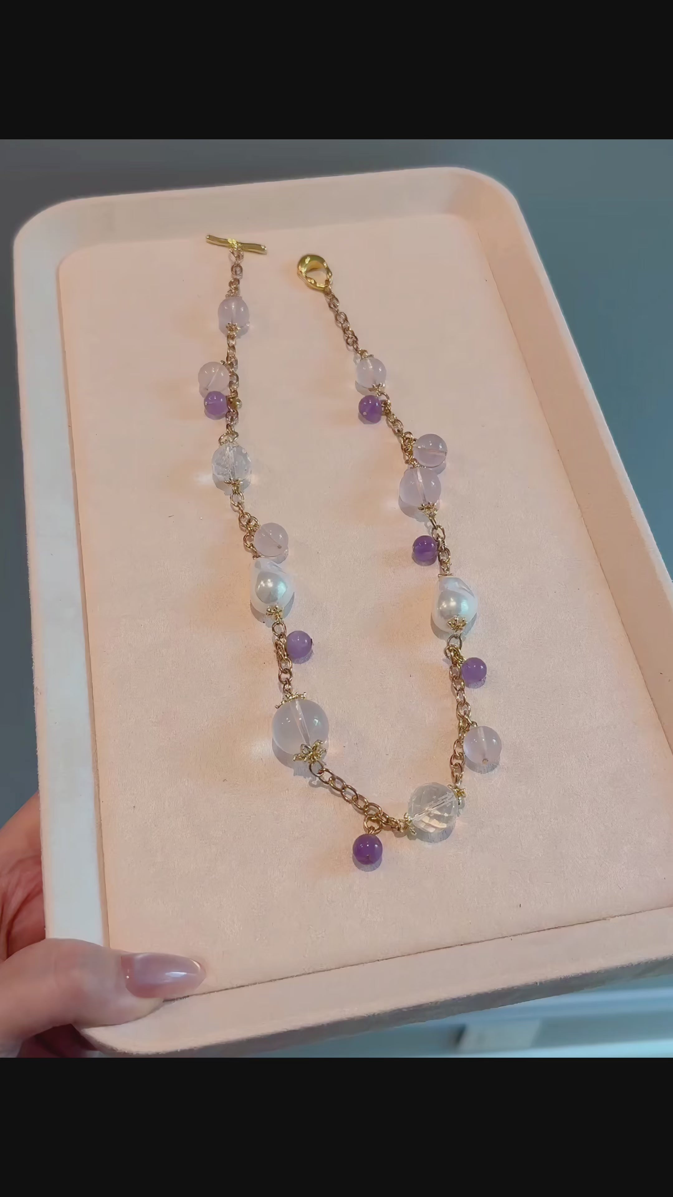 SPARK・Rose Quartz & Amethyst Necklace